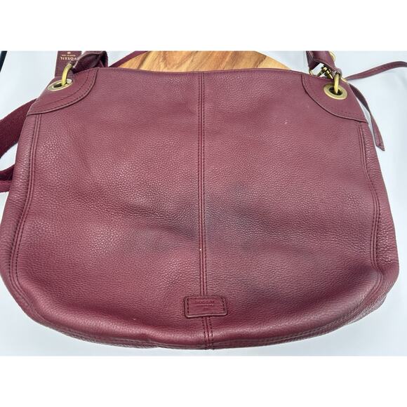 Fossil Handbag Purse Purple Pebble Leather Crossbody Or Shoulder Zip Boho Chic - Picture 2 of 16